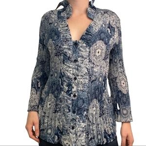 Blue & White Lizzy McGuire style top | Brand: Signature by Larry Levine | Size L